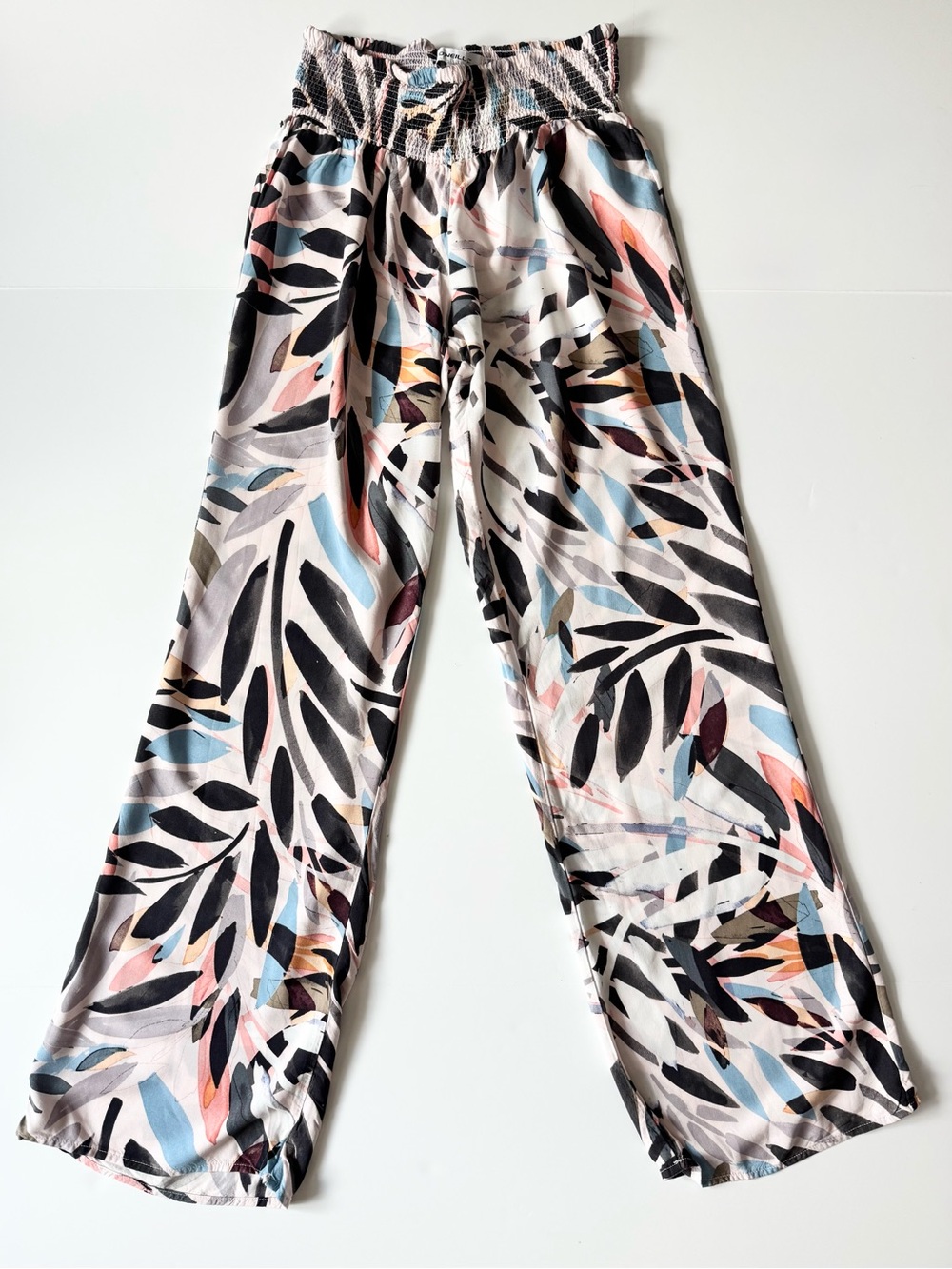 O’Neill Jonie Botanical Print Beach Pants, White/Black/Blue/Pink, Women’s Size M